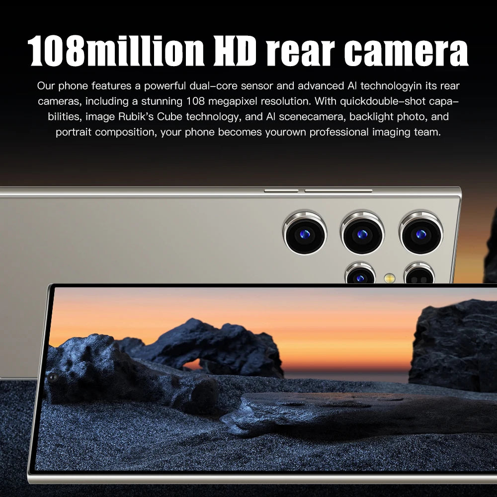 2025 NOUVEAU S26 Ultra téléphones portables Smartphone d'origine 5G double SIM Android 14 téléphone portable Snapdragon 8 gen 3 téléphones mobiles intelligents