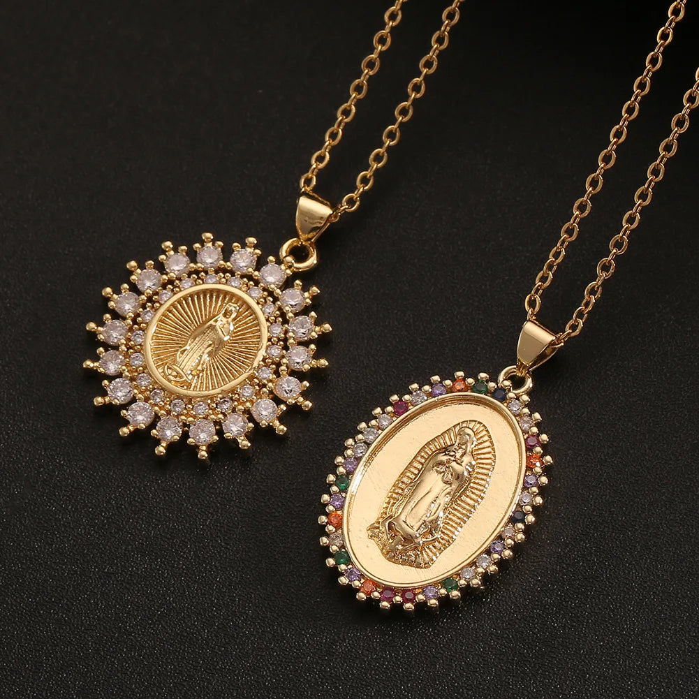 2025 nouveau pendentif la vierge marie Fine CZ cubique zircone collier cuivre chaîne en métal unisexe bijoux religieux cadeau de vacances