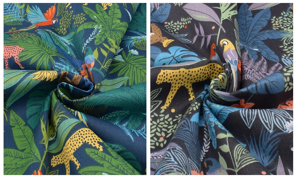 Tissu en coton sergé imprimé de dessin animé jungle, bricolage couture matelassage maison Textiles matériel pour bébé et enfants literie, chemise, robe