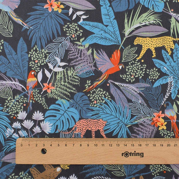 Tissu en coton sergé imprimé de dessin animé jungle, bricolage couture matelassage maison Textiles matériel pour bébé et enfants literie, chemise, robe