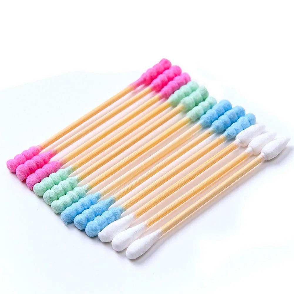 100 pièces/ensemble coton-tige Double tête applicateur de rouge à lèvres écouvillons dissolvant bâtons oreille propre bâtons en bois coton-tige outils de maquillage