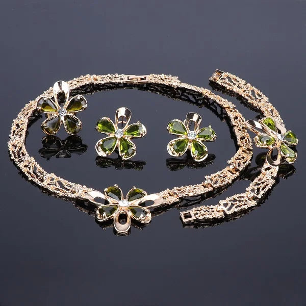 Ensemble de bijoux en cristal pour femme, collier, bracelet, bague, boucles d'oreilles, costume de fête, patients de mariage, demoiselle d'honneur, déclaration