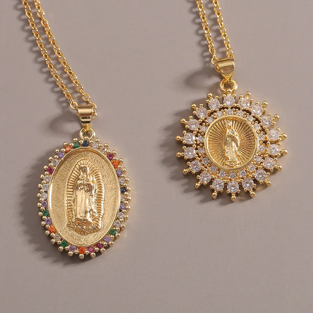 2025 nouveau pendentif la vierge marie Fine CZ cubique zircone collier cuivre chaîne en métal unisexe bijoux religieux cadeau de vacances