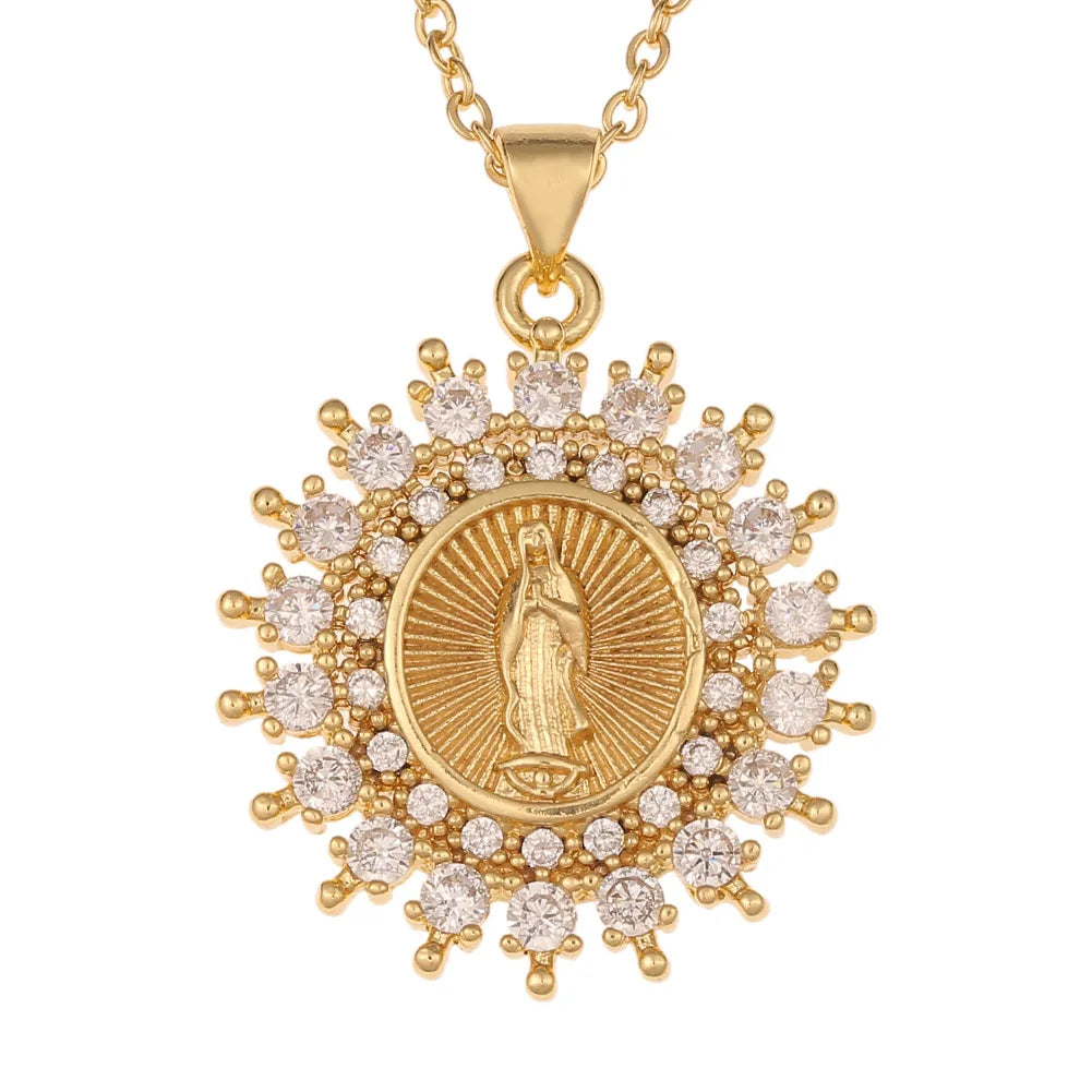 2025 nouveau pendentif la vierge marie Fine CZ cubique zircone collier cuivre chaîne en métal unisexe bijoux religieux cadeau de vacances
