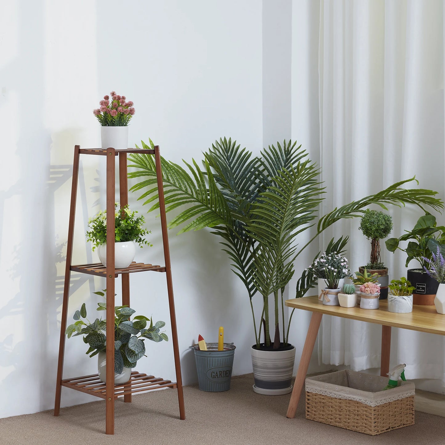 Présentoir en bambou pour pot de fleurs, étagère T1 pour plantes, intérieur et extérieur, 77 cm, 97 cm, 117cm de haut