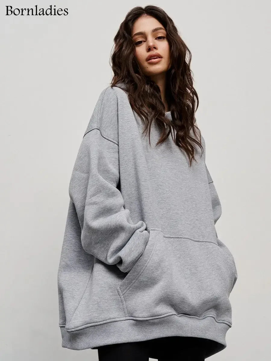 Bornladies-Sweats à capuche respirants et PVD pour femmes, pull optique chaud, streetwear pour filles, sourire PVD, automne et hiver