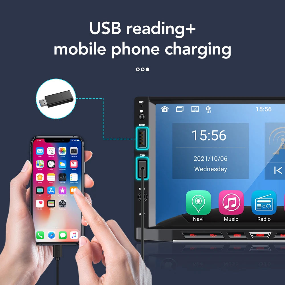 Autoradio 2 Din Android 11 Carplay Android Auto autoradio lecteur multimédia universel 7 pouces GPS Bluetooth RDS pour VW Nissan