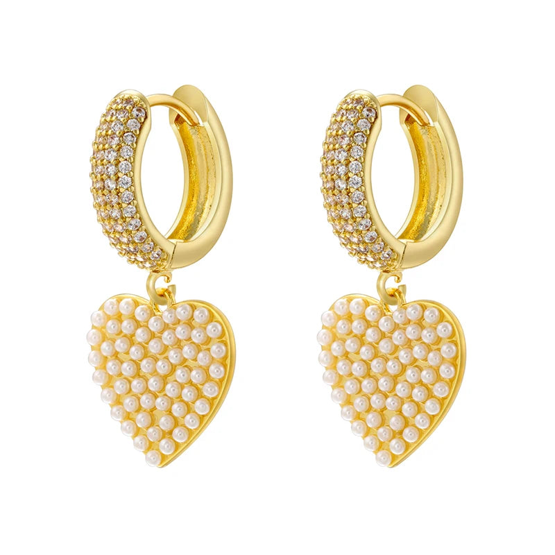 ZHUKOU-Boucles d'oreilles Pearl Coussins Hoop pour femmes, Boucles d'oreilles Huggie Cubic Zirconia, Boucles d'oreilles Sweet Bow Dstress, 4 lignes, Vente en gros, VE846