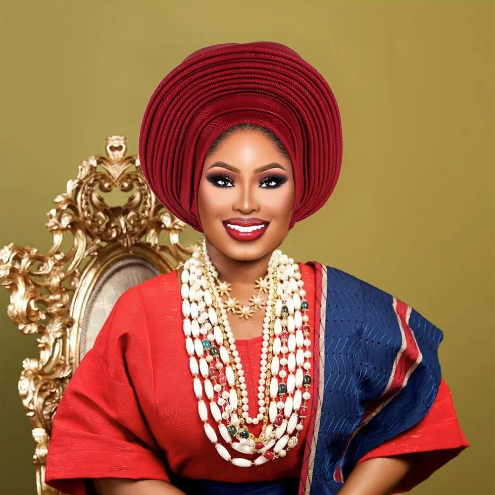 Cravates de tête nigérianes pour femmes, équipement de sauna, turban africain élégant, déjà fabriqué, enveloppes de tête féminines, fête de mariage, Auto Gele