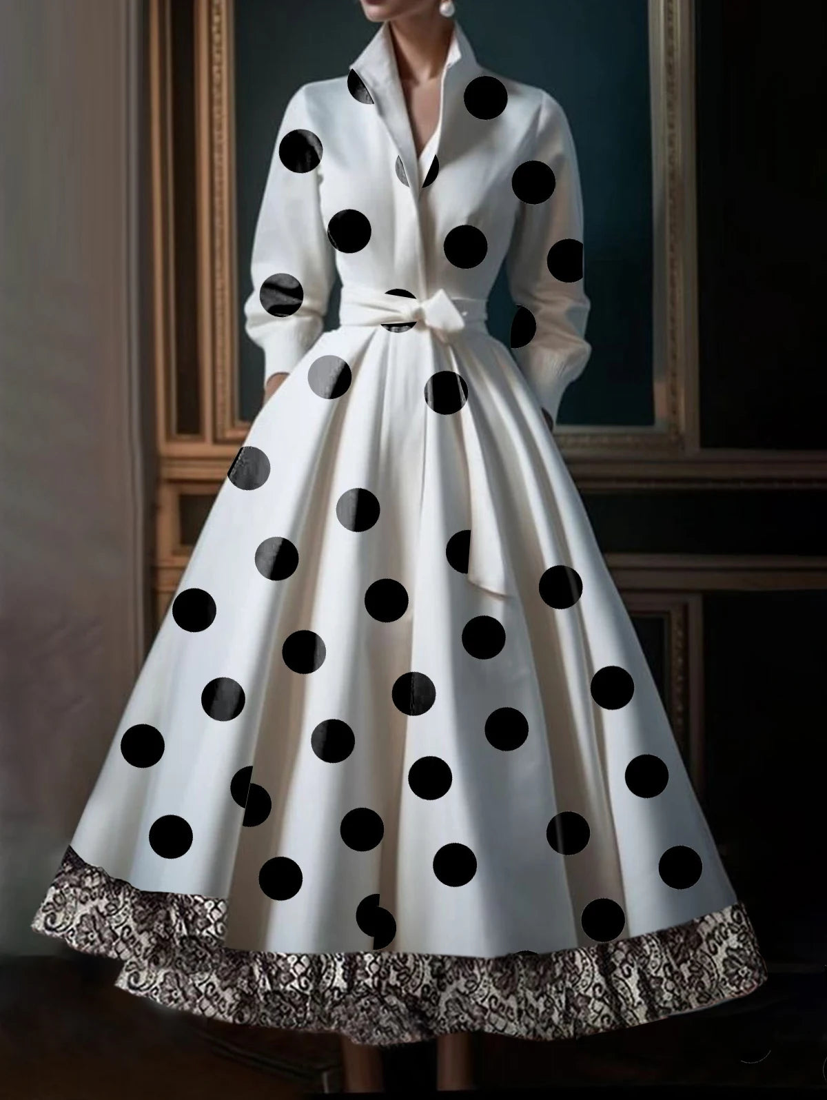 Elegant Floral Printing Maxi Dresses Multicolor Turndown Collar Long Sleeve Cotton Long Dress Party Wedding Evening Dress 2024