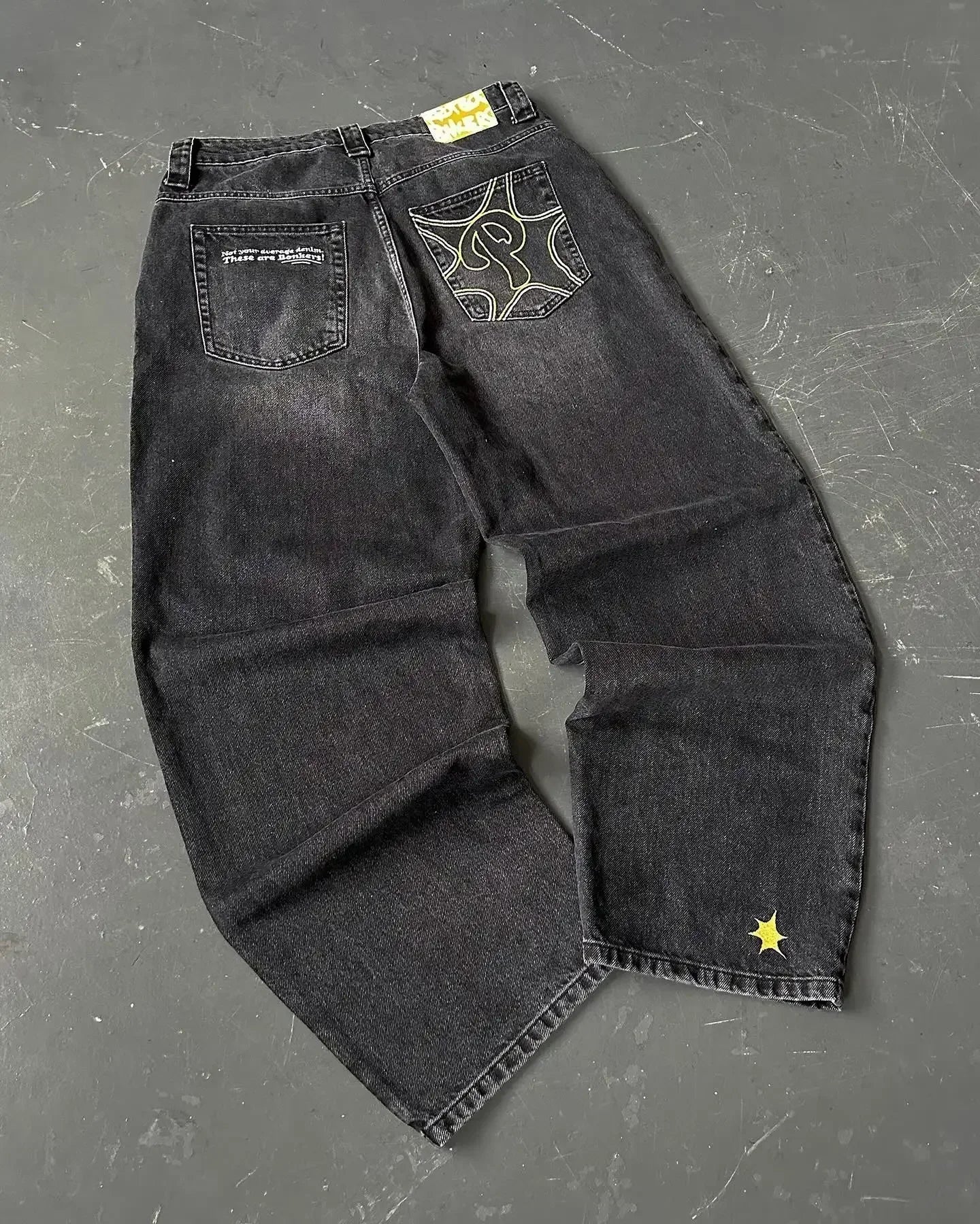 Jean ample rétro américain pour hommes, imprimé tête de mort, pour Couple, Harajuku, gothique, Hip-Hop, pantalon droit à jambes larges, nouvelle collection