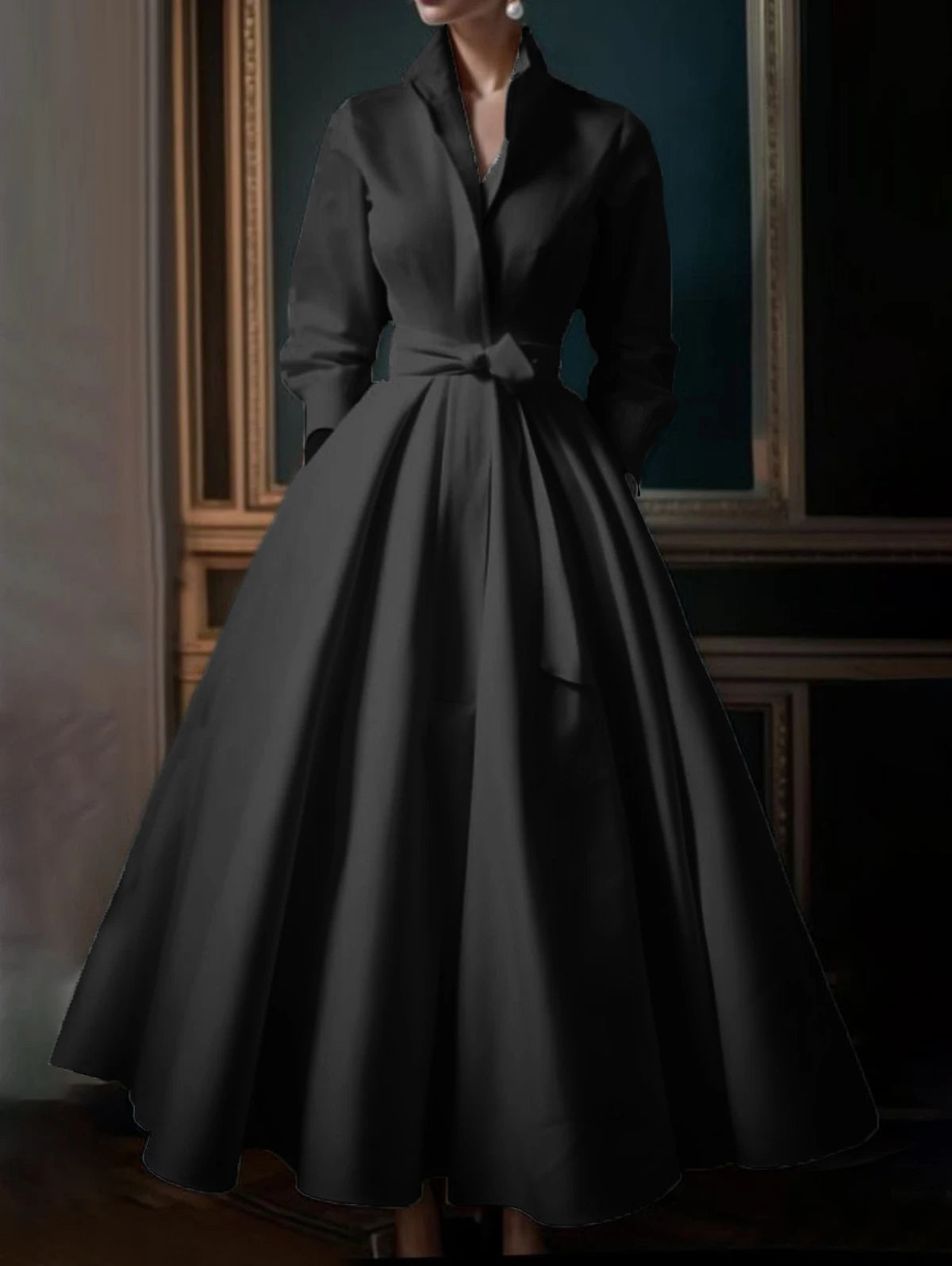 Elegant Floral Printing Maxi Dresses Multicolor Turndown Collar Long Sleeve Cotton Long Dress Party Wedding Evening Dress 2024
