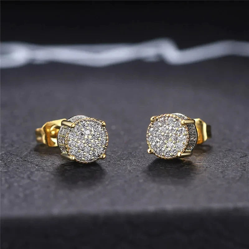 Boucles d'oreilles délicates pour femmes/hommes, pavé blanc CZ, couleur argent/or, bijoux d'oreille polyvalents à la mode
