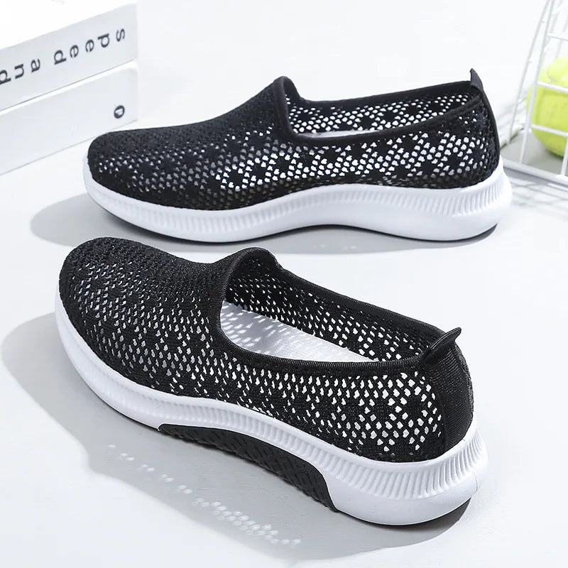 Baskets en maille respirantes pour femmes, chaussures de marche à enfiler, chaussures décontractées, extérieur, mode, nouveau, 2025