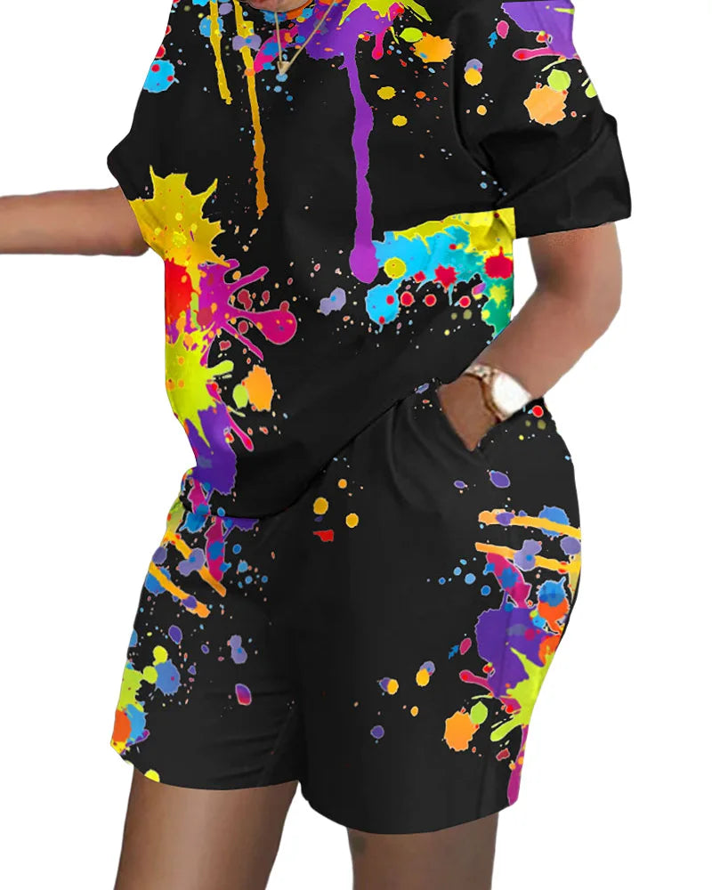 T-shirt et short College pour femmes, tenues d'été décontractées, t-shirt à manches courtes de bureau, ensembles courts à poches, 2024, ensemble 2 pièces