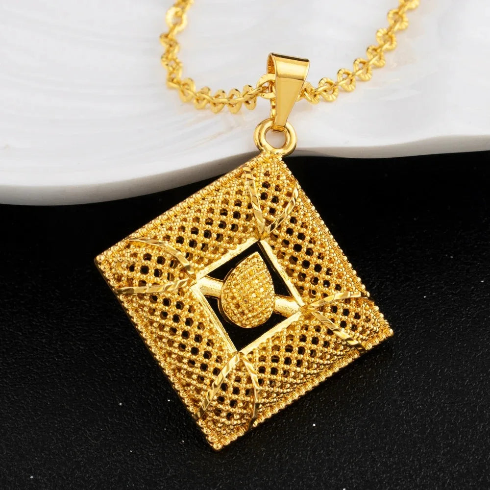 Ensemble de bijoux de luxe plaqués or 18 carats, ensembles de bijoux italiens pour femmes, collier et boucles d'oreilles de mariée, bague, cadeau de mariage africain