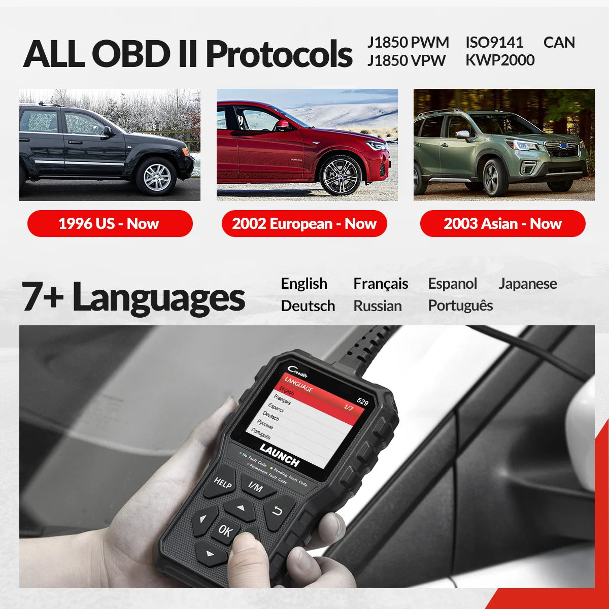 LAUNCH Creader 529 lecteur de Code Scanner OBD2 CR529 outil de Diagnostic automobile lecteur de Code OBDII lecture de Code de défaut outil de numérisation OBD2