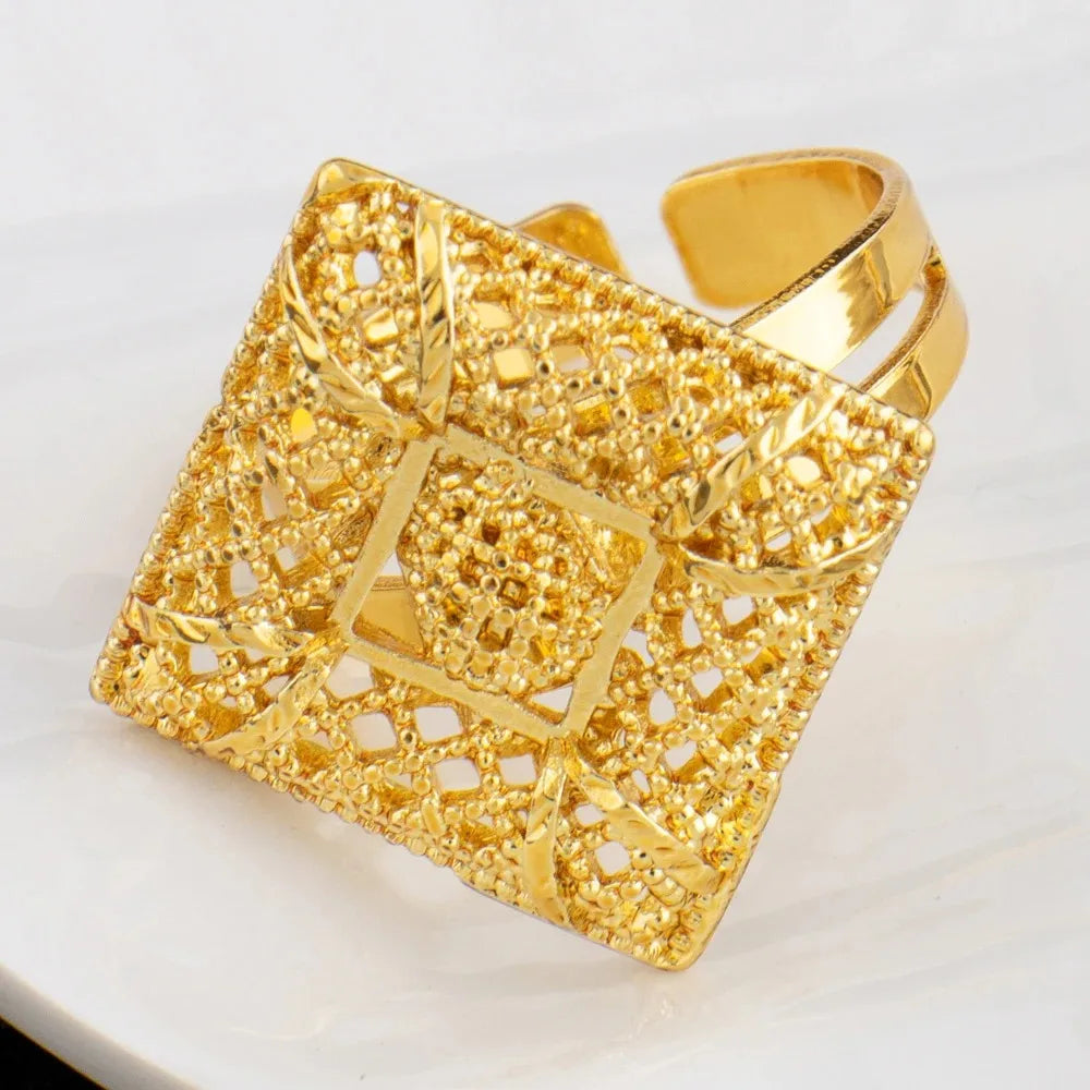 Ensemble de bijoux de luxe plaqués or 18 carats, ensembles de bijoux italiens pour femmes, collier et boucles d'oreilles de mariée, bague, cadeau de mariage africain