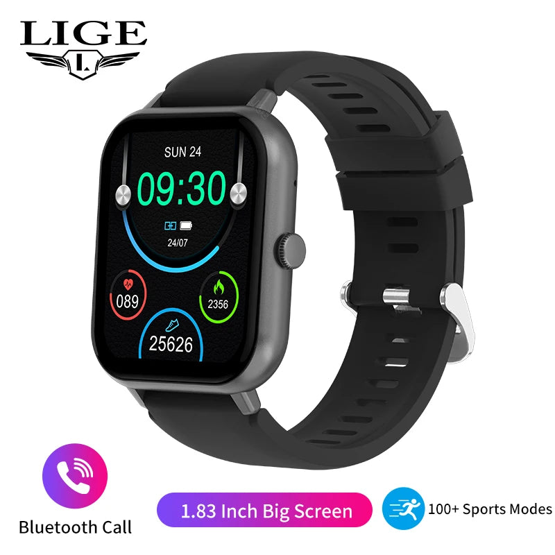 LIGE-Montre intelligente de sport étanche pour hommes et femmes, appel Bluetooth, assistant vocal, Huawei, Xiaomi, Android, iOS, 100 +