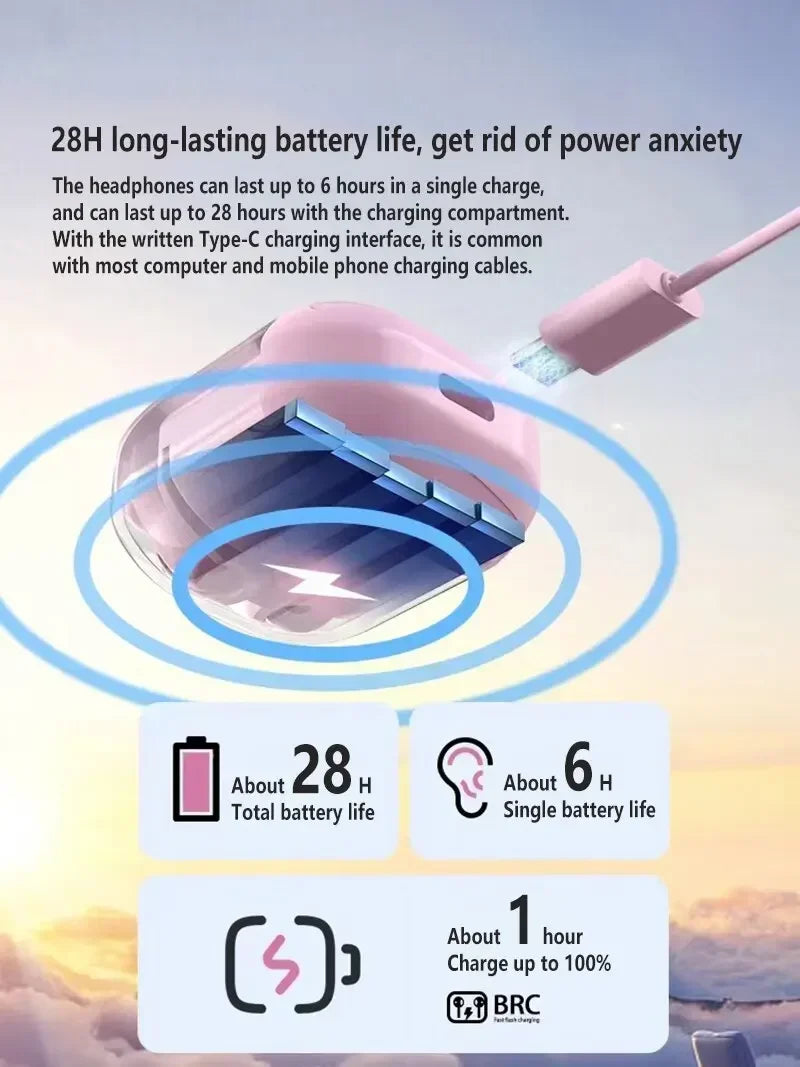 Écouteurs Bluetooth sans fil d'origine, écouteurs HIFI transparents, affichage numérique de l'alimentation LED, son stéréo, Xiaomi, T2