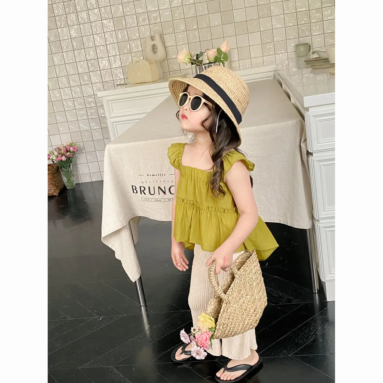 Baby Girls Suits Summer Fly Sleeve Vest Shirt+Leg Pants 2Pcs Sets Children Kids Clothing Sets Girl Outfits Set 2-6Yrs