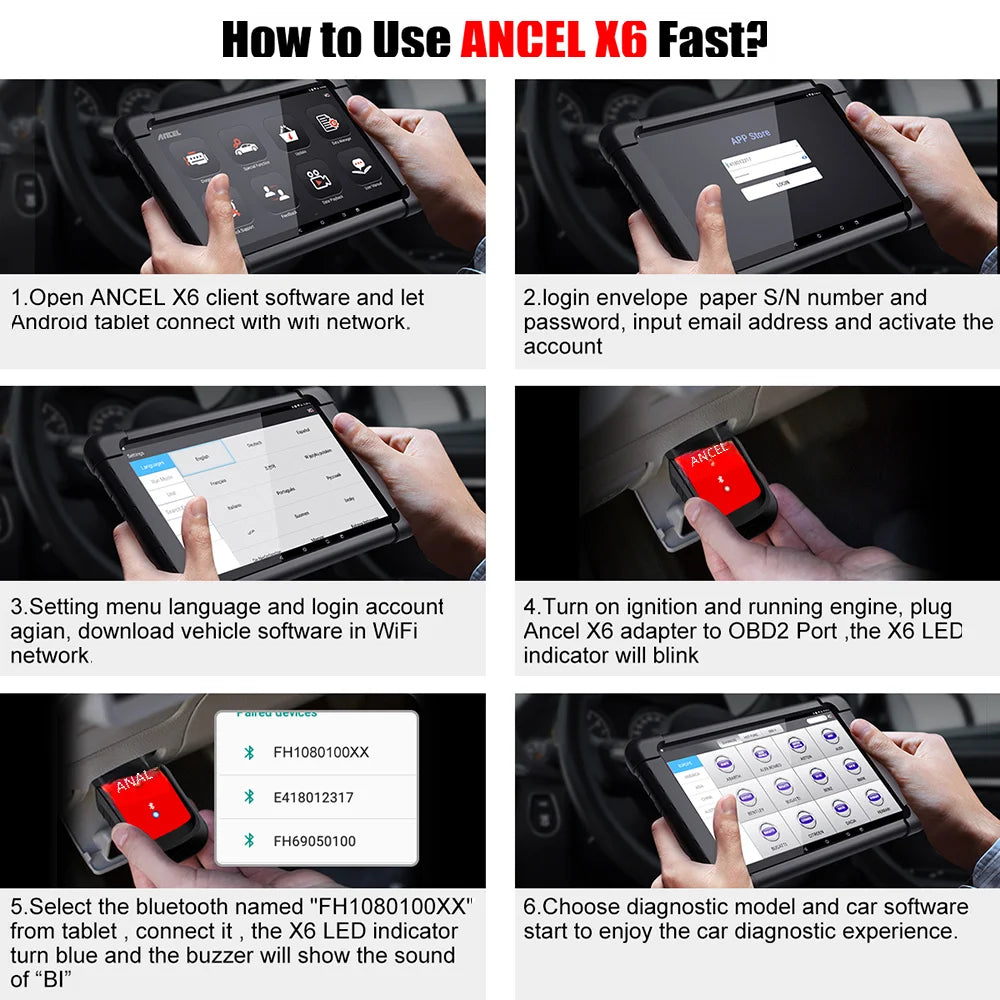 Ancel X6 OBD2 Scanner automobile professionnel ABS SRS huile EPB BMS réinitialiser tous les lecteurs de Code système OBD 2 outils de Diagnostic de voiture