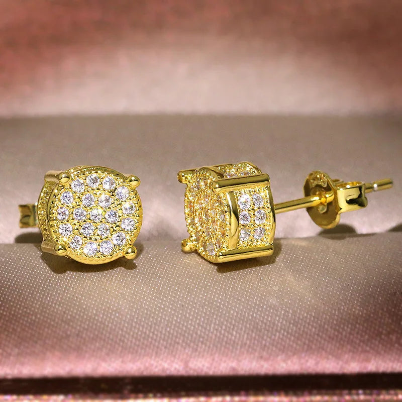 Boucles d'oreilles délicates pour femmes/hommes, pavé blanc CZ, couleur argent/or, bijoux d'oreille polyvalents à la mode
