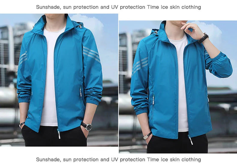 Vêtements de Protection solaire pour hommes, nouvelle veste coupe-vent décontractée, solide, fermeture éclair, respirant, résistant aux UV, manteaux de peau à séchage rapide, 2025