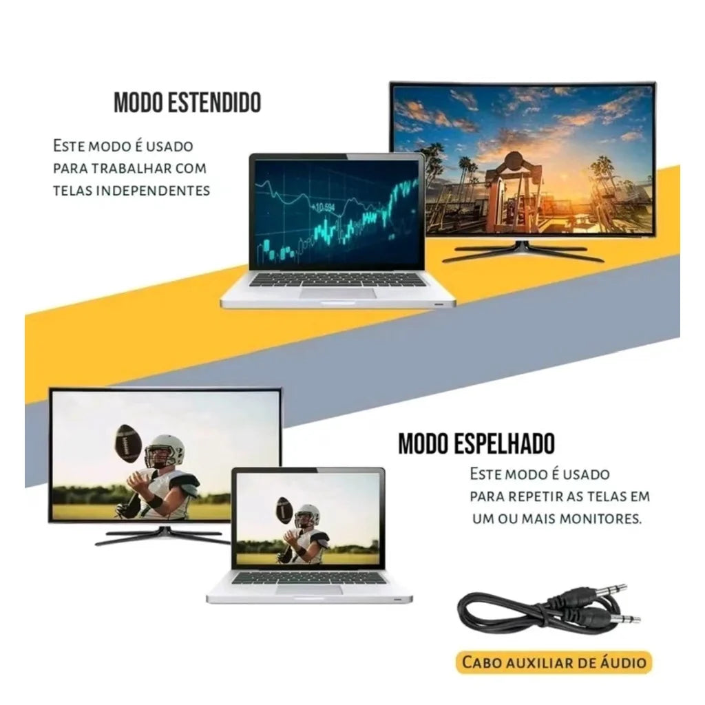 ALFA Cabo Adaptateur Convertisseur Hdmi Para Vga Com Saída P2 De Audio