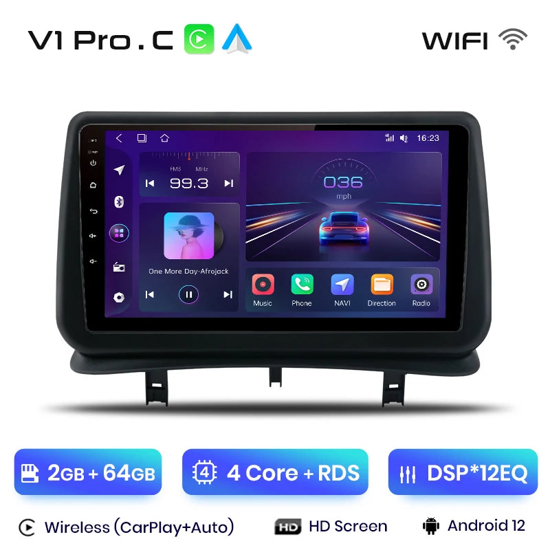 Junsun Android Autoradio Autoradio pour Renault Clio 3 2005-2014 systèmes intelligents de voiture pour Apple sans fil Carplay Auto France