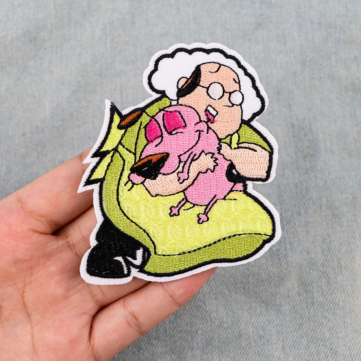 Grandma and Pink Dog Embroidered Patches For Kids Clothing DIY Badge Adhesive Cute Cartoon Patches On Clothes Stickers Appliques