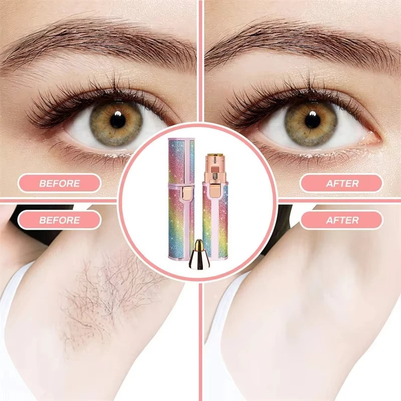 Épilateur pour le visage lumière LED rasoir indolore lame de tondeuse épilation du visage 2 en 1 rasoir électrique pour sourcils