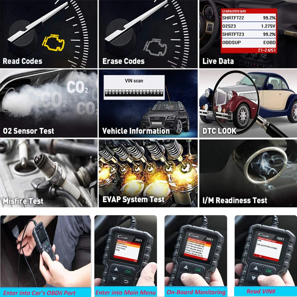 LAUNCH X431 CR3001 outils de Diagnostic OBD2 complets pour voiture lecteur de Code professionnel automobile Scanner vérifier le moteur mise à jour gratuite pk ELM32