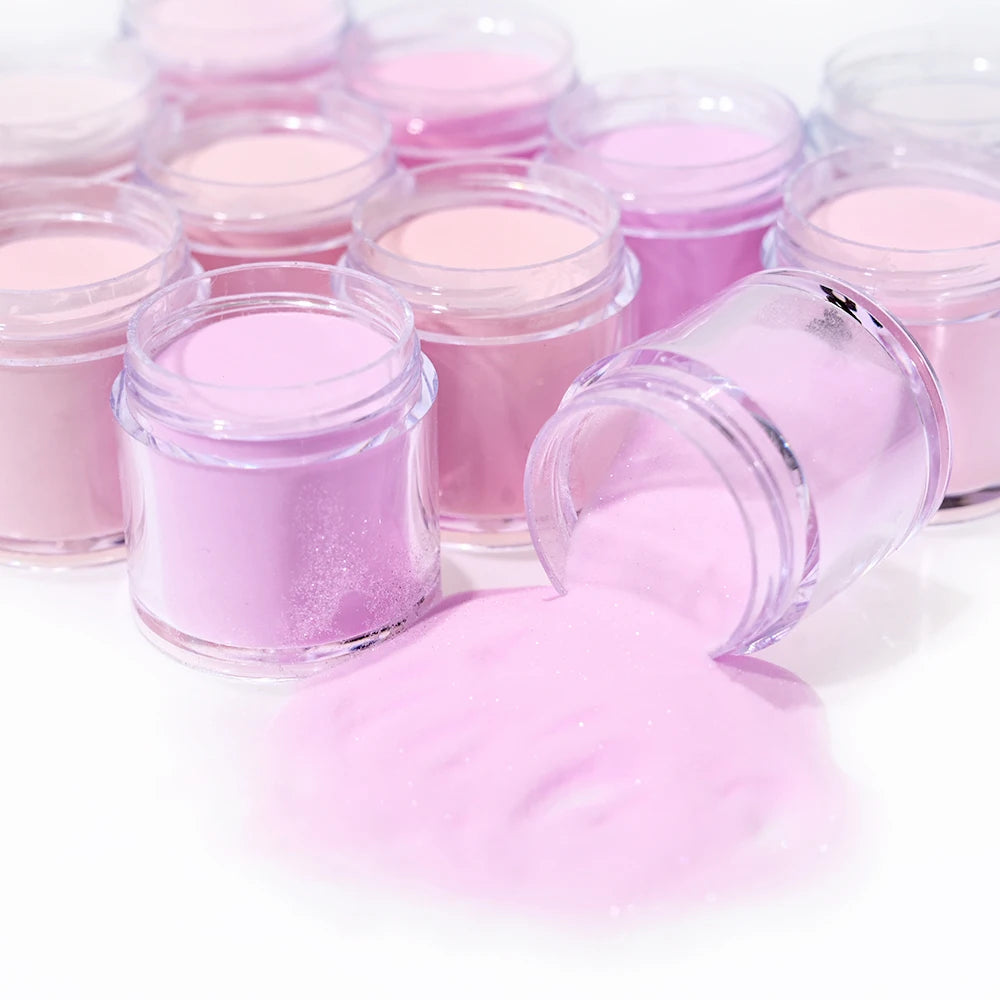 Ensemble de poudre acrylique professionnelle 3 en 1, 12 couleurs, rose chair, 12 pots d'immersion et Extensions d'ongles en acrylique, Structure de poussière, 10g