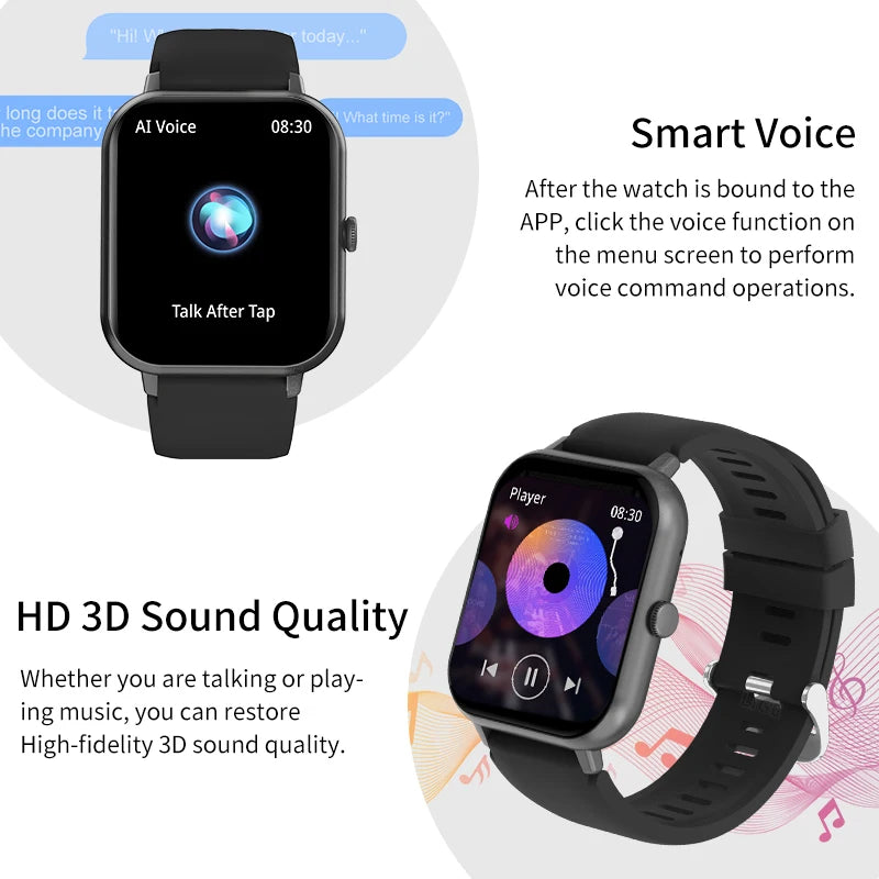 LIGE-Montre intelligente de sport étanche pour hommes et femmes, appel Bluetooth, assistant vocal, Huawei, Xiaomi, Android, iOS, 100 +