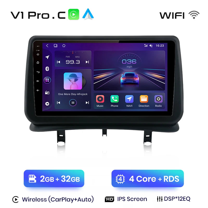 Junsun Android Autoradio Autoradio pour Renault Clio 3 2005-2014 systèmes intelligents de voiture pour Apple sans fil Carplay Auto France