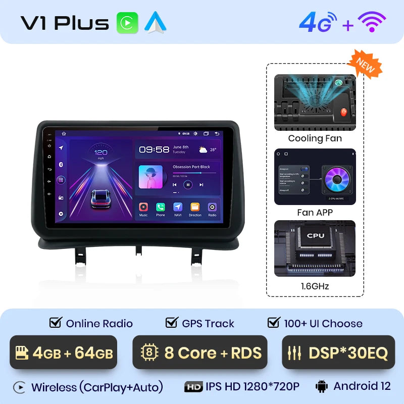 Junsun Android Autoradio Autoradio pour Renault Clio 3 2005-2014 systèmes intelligents de voiture pour Apple sans fil Carplay Auto France
