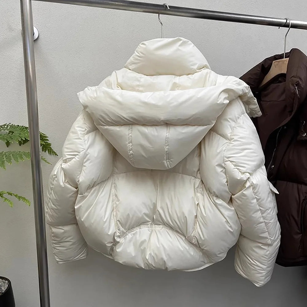 Veste matelassurera en coton à manches longues pour femme, Parkas courtes à capuche, Vêtements d'extérieur rembourrés, Chaud, Hiver