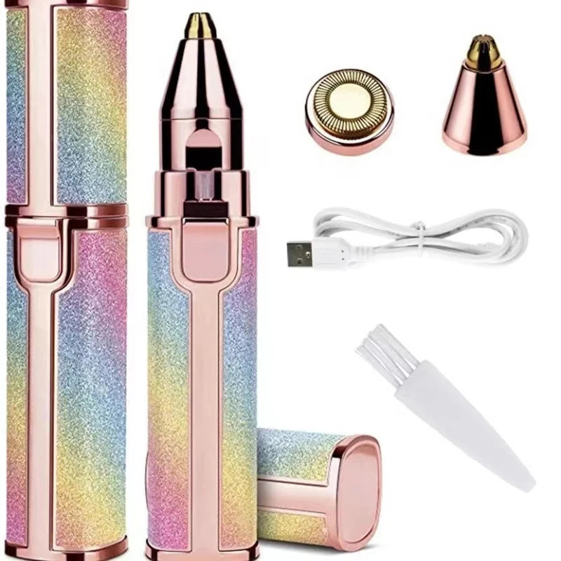 Épilateur pour le visage lumière LED rasoir indolore lame de tondeuse épilation du visage 2 en 1 rasoir électrique pour sourcils