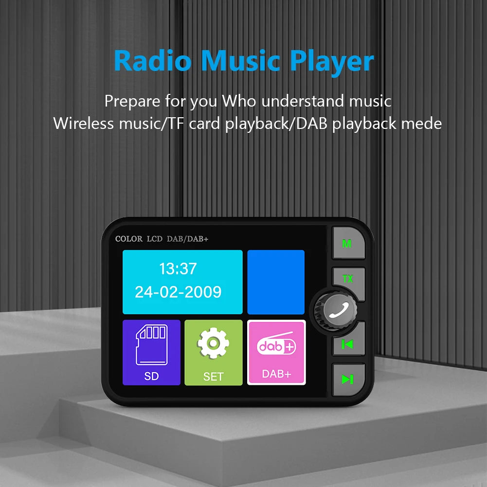 Récepteur Radio DAB dans la voiture avec écran 2.4 pouces, adaptateur de diffusion d'antenne de Signal numérique stéréo, transmetteur FM Bluetooth 5.0 AUX MP3