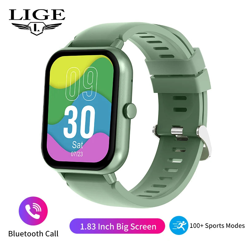 LIGE-Montre intelligente de sport étanche pour hommes et femmes, appel Bluetooth, assistant vocal, Huawei, Xiaomi, Android, iOS, 100 +