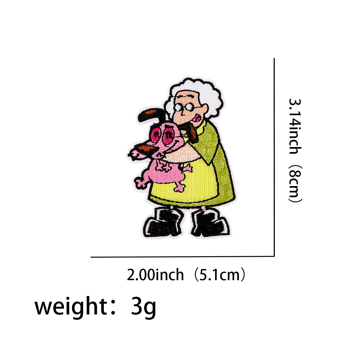 Grandma and Pink Dog Embroidered Patches For Kids Clothing DIY Badge Adhesive Cute Cartoon Patches On Clothes Stickers Appliques