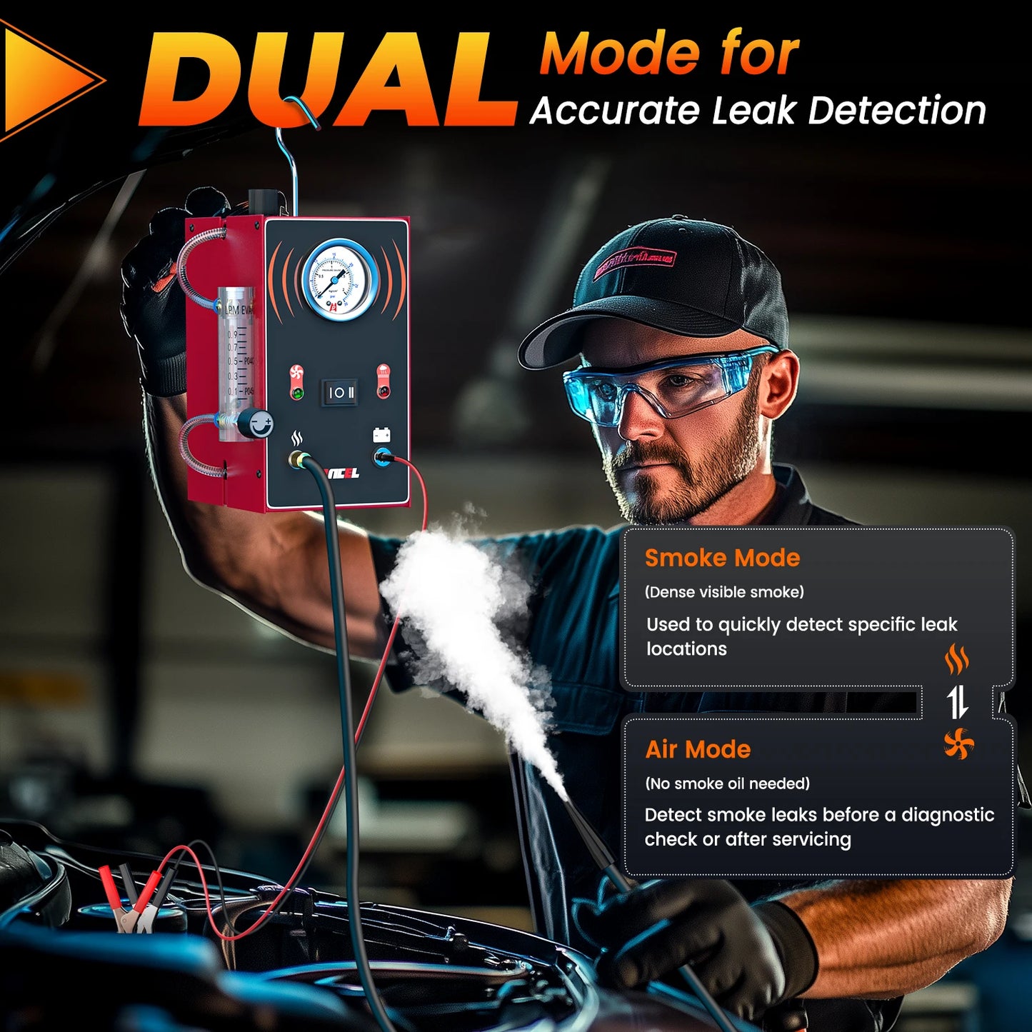 ANCEL S300 détecteur de fuite de fumée de voiture Turbo 12V avec pompe EVAP localisateur de fuite de tuyau générateur de fumée outil de Diagnostic pour voiture moto