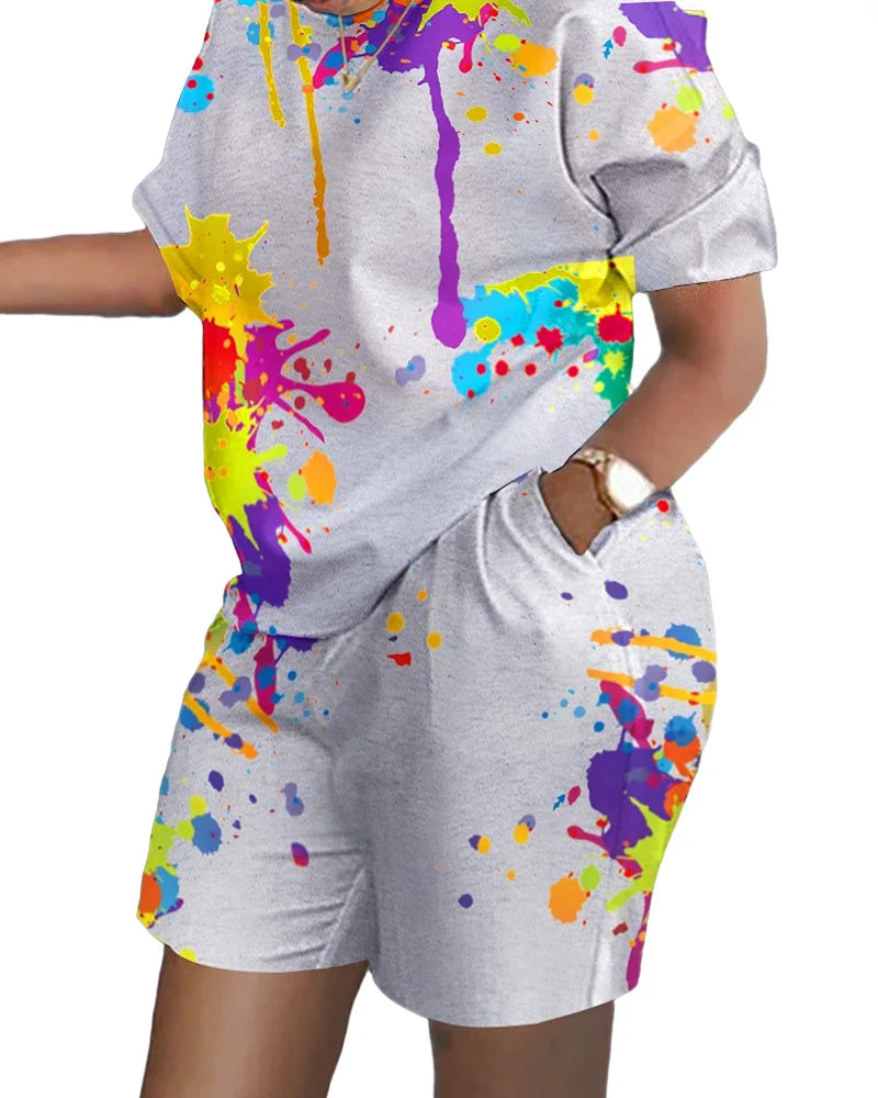 T-shirt et short College pour femmes, tenues d'été décontractées, t-shirt à manches courtes de bureau, ensembles courts à poches, 2024, ensemble 2 pièces