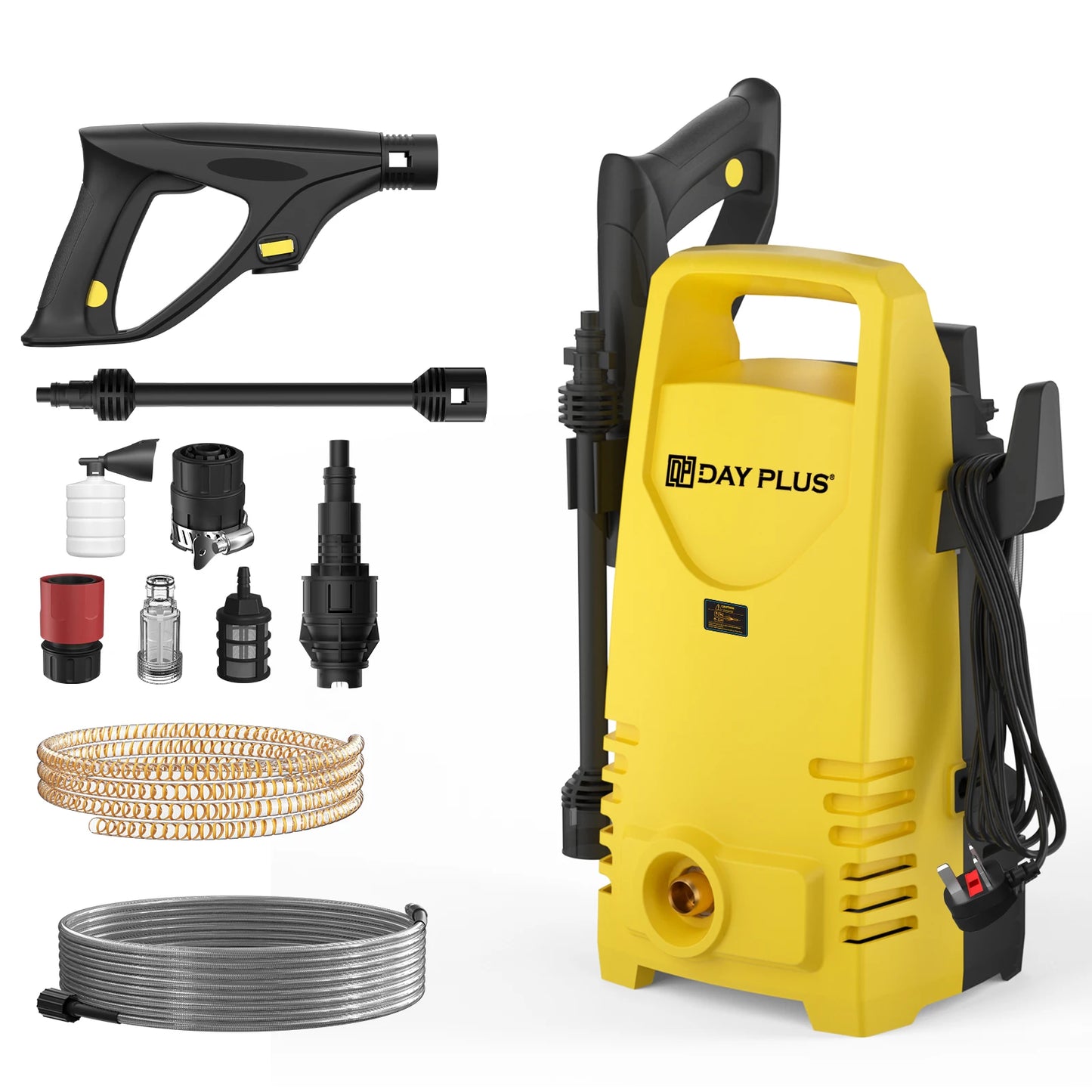 Lave-linge électrique 1800W 1,6 GPM avec buse 3 en 1, pistolet de pulvérisation réglable pour le nettoyage du jardin/allée/de pont, haute pression