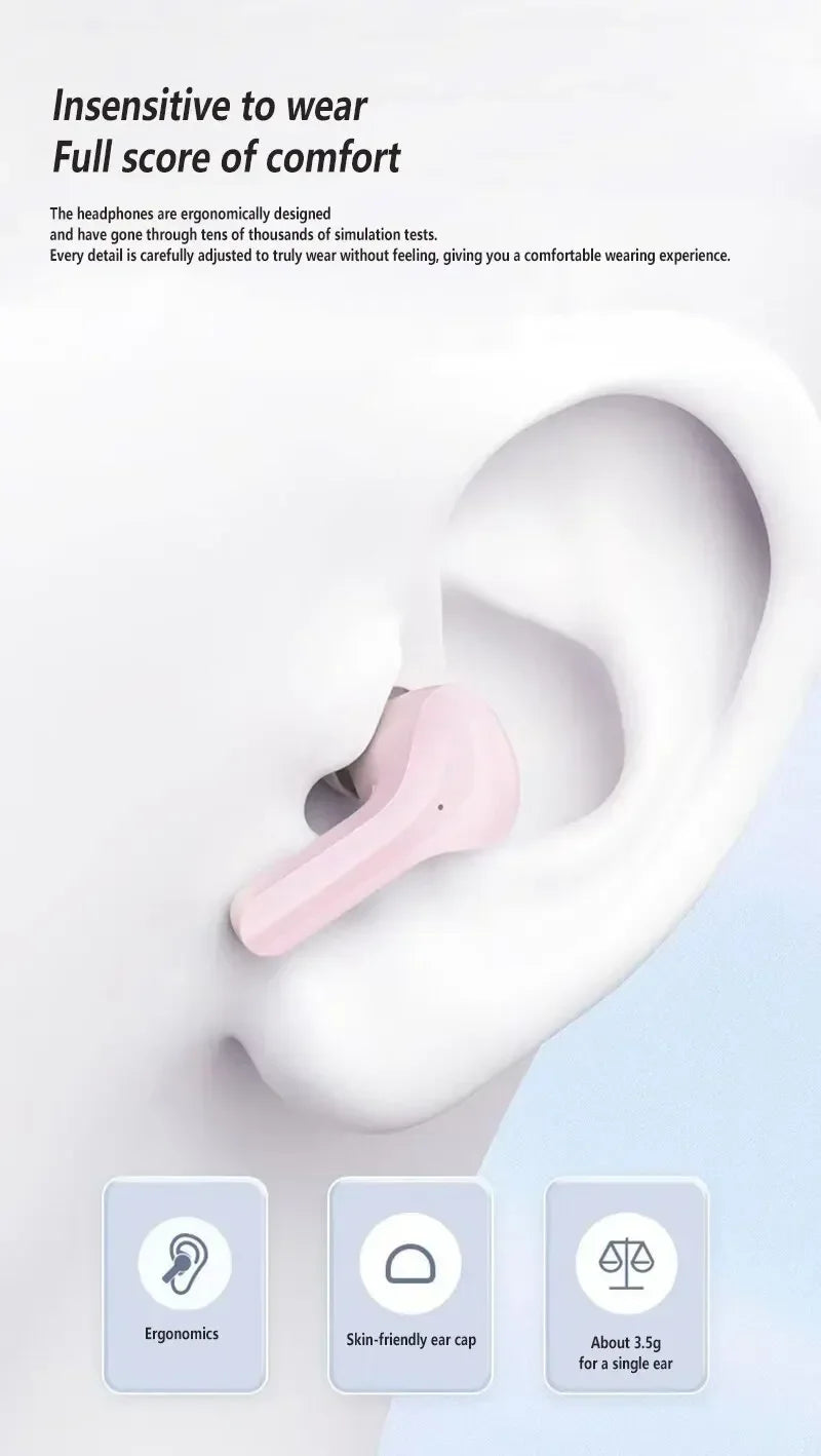 Écouteurs Bluetooth sans fil d'origine, écouteurs HIFI transparents, affichage numérique de l'alimentation LED, son stéréo, Xiaomi, T2