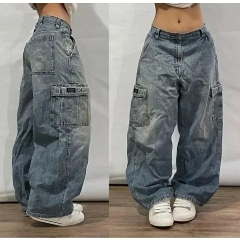 Jean ample rétro américain pour hommes, imprimé tête de mort, pour Couple, Harajuku, gothique, Hip-Hop, pantalon droit à jambes larges, nouvelle collection