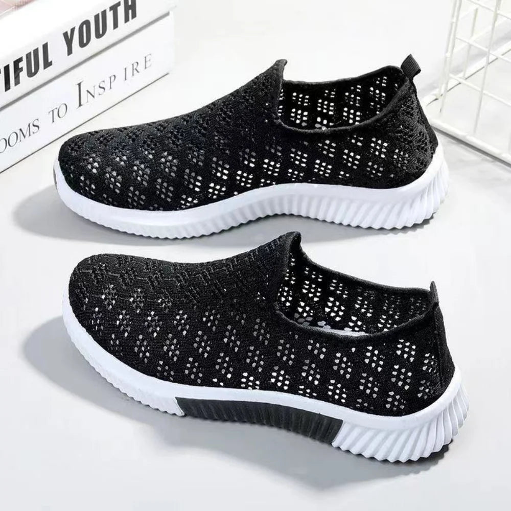 Baskets en maille respirantes pour femmes, chaussures de marche à enfiler, chaussures décontractées, extérieur, mode, nouveau, 2025