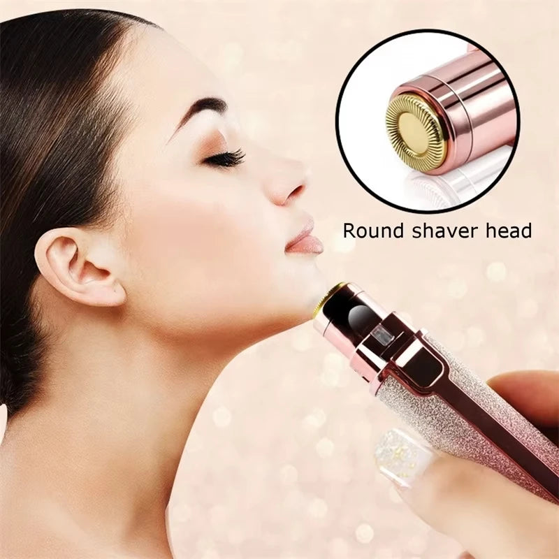 Épilateur pour le visage lumière LED rasoir indolore lame de tondeuse épilation du visage 2 en 1 rasoir électrique pour sourcils