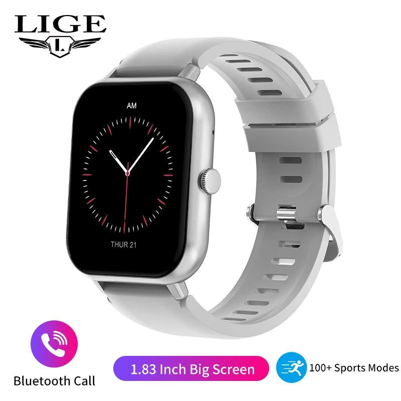 LIGE-Montre intelligente de sport étanche pour hommes et femmes, appel Bluetooth, assistant vocal, Huawei, Xiaomi, Android, iOS, 100 +